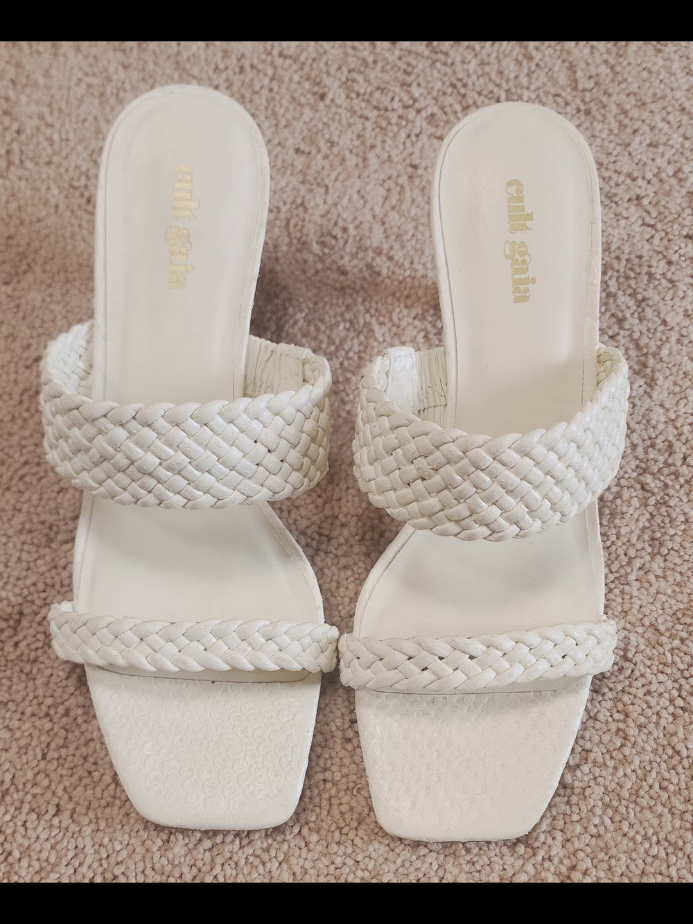 cult gaia Kal Sandals White Braided Double-Strap Size 37